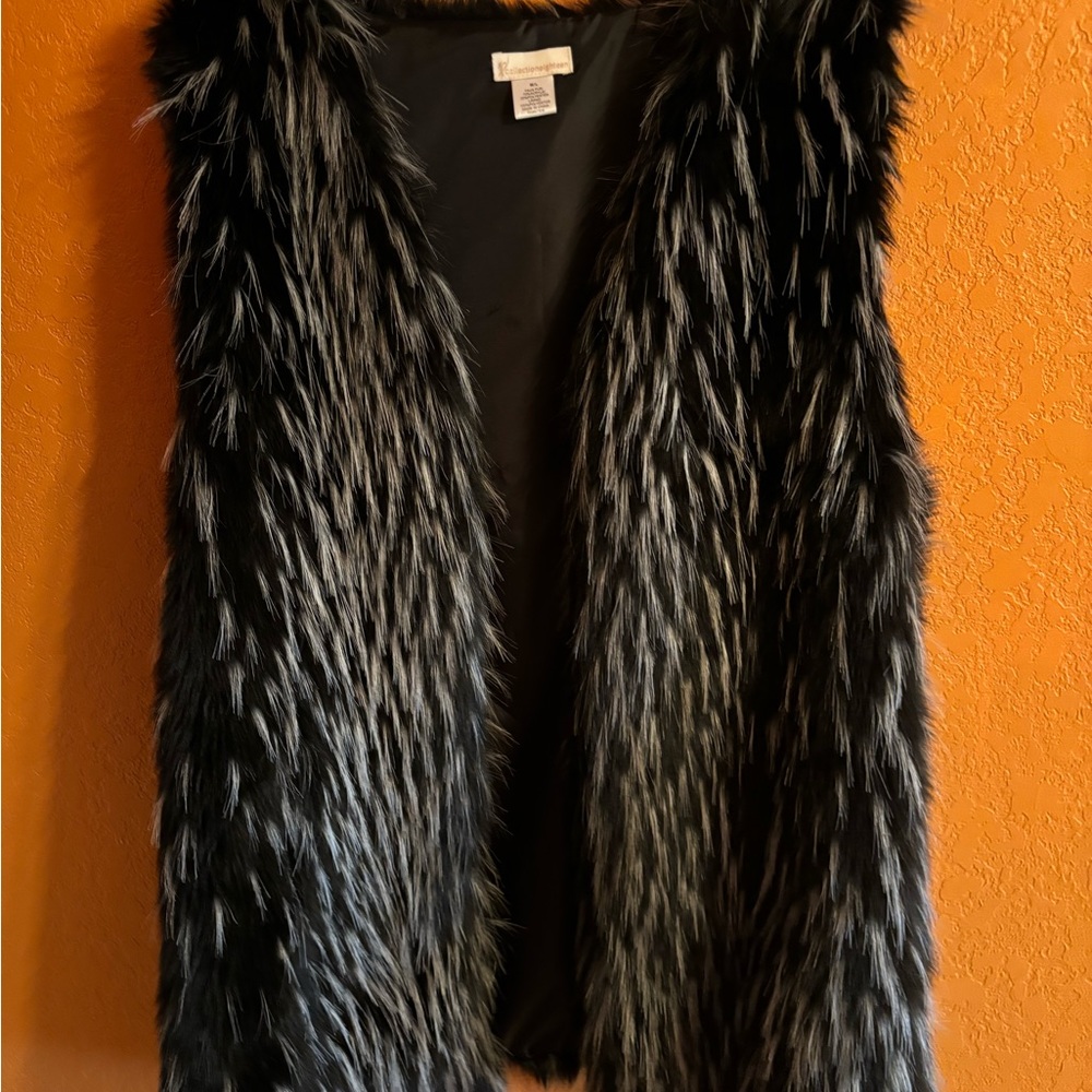 Black & White Faux Fur Vest